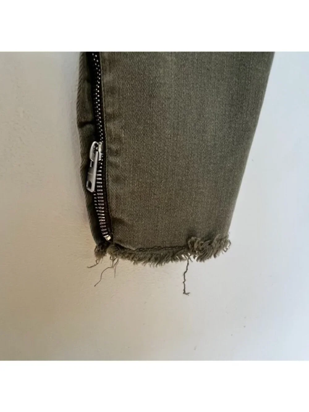 All Saints Womens Jeans Olive Green Military Distressed Indie Grunge Raw Hem - Picture 6 of 16